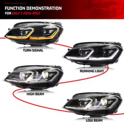 LED Headlights for Volkswagen VW Golf 7 MK7 VII 2013-2017 Sequential Turn Signal Front Lamps Assembly Not Fit GTI & Xenon Model
