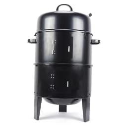 Black Charcoal BBQ Meat Grill Smoker Box Smoked Barbeque Oven Cooking Food Steel Round Double Layer Smoker Barrel Charcoal Oven