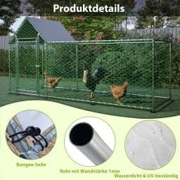Free-running Cage House 3x1x1.5m with Safety Lock and Waterproof PE Cloth,Metal Cage for Chicken,Rabbits Exercise Training Frame