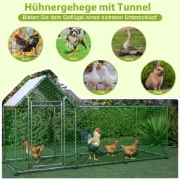 Free-running Cage House 3x1x1.5m with Safety Lock and Waterproof PE Cloth,Metal Cage for Chicken,Rabbits Exercise Training Frame