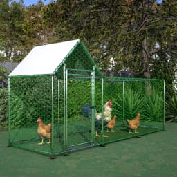 Free-running Cage House 3x1x1.5m with Safety Lock and Waterproof PE Cloth,Metal Cage for Chicken,Rabbits Exercise Training Frame