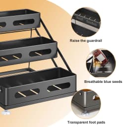 3-Layer Kitchen Spice Rack Adjustable Height Condiment Rack Countertop Height Adjustable Rack Organizer for Kitchen Cabinet