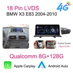Bonroad Qualcomm 4+64GB/8+128GB Android 14 Car Video Players with GPS Navigation for BMW X3 E83 2003–2011, Featuring Factory‑Installed Screen and CarPlay