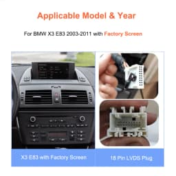 Bonroad Qualcomm 4+64GB/8+128GB Android 14 Car Video Players with GPS Navigation for BMW X3 E83 2003–2011, Featuring Factory‑Installed Screen and CarPlay