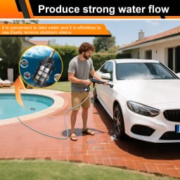 High Pressure Washer, Foam Sprayer, 6-in-1 Multifunctional Nozzle and 180° Rotating Nozzle for Cleaning and Watering