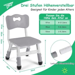 2Pcs Stackable School Chairs Kids Chairs Toddler Chair Height Adjustable Stools Ottomans