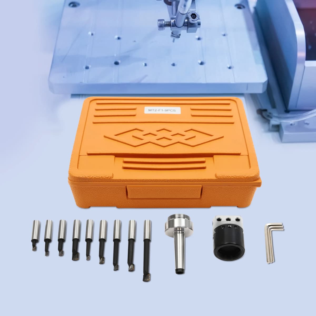Drill Head Set MK2 M10 Diameter 50 Mm Boring Head Set with 9 Pieces Boring Rods in Various Sizes with Storage Box F1-12 50 Mm