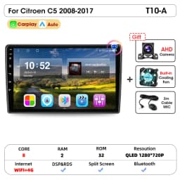 Srnubi 2 Din Car Radio For Citroen C5 2008-2017 Multimedia Player Carplay Android auto Stereo Autoradio GPS Navegador Head Unit