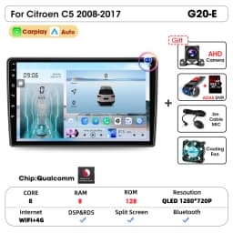 Srnubi 2 Din Car Radio For Citroen C5 2008-2017 Multimedia Player Carplay Android auto Stereo Autoradio GPS Navegador Head Unit