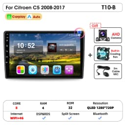 Srnubi 2 Din Car Radio For Citroen C5 2008-2017 Multimedia Player Carplay Android auto Stereo Autoradio GPS Navegador Head Unit