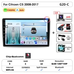 Srnubi 2 Din Car Radio For Citroen C5 2008-2017 Multimedia Player Carplay Android auto Stereo Autoradio GPS Navegador Head Unit