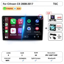 Srnubi 2 Din Car Radio For Citroen C5 2008-2017 Multimedia Player Carplay Android auto Stereo Autoradio GPS Navegador Head Unit