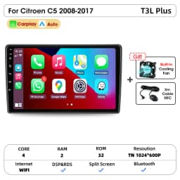 Srnubi 2 Din Car Radio For Citroen C5 2008-2017 Multimedia Player Carplay Android auto Stereo Autoradio GPS Navegador Head Unit