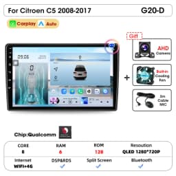 Srnubi 2 Din Car Radio For Citroen C5 2008-2017 Multimedia Player Carplay Android auto Stereo Autoradio GPS Navegador Head Unit