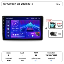Srnubi 2 Din Car Radio For Citroen C5 2008-2017 Multimedia Player Carplay Android auto Stereo Autoradio GPS Navegador Head Unit