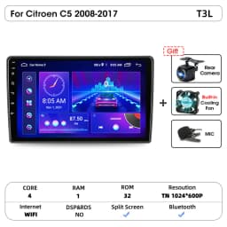 Srnubi 2 Din Car Radio For Citroen C5 2008-2017 Multimedia Player Carplay Android auto Stereo Autoradio GPS Navegador Head Unit