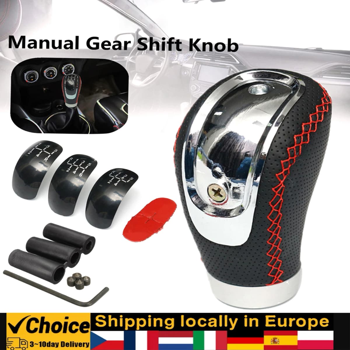5 6 Speed Car Manual Gear Shift Knob Replacement for 8mm 10mm 12mm Port Gear Lever