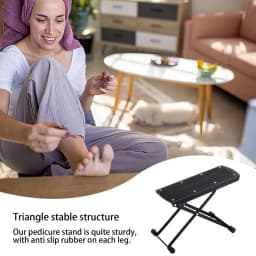 Pedicure Stool For Nail Tech Foldable Adjustable Pedicure Foot Stand Non-Slip Foot Stool With 6 Heights Black Pedicure Tool With