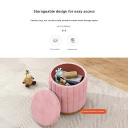 Luxury Vanity Makeup Stool Round Dressing Chair with Storage Upholstered Bench for Bedroom Modern Side Stool Furniture
