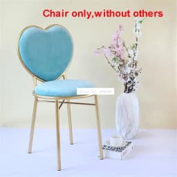 Love Heart Shape Backrest Flannelette Soft Seat Metal Iron Art Leisure Chair Modern Fashion Nordic Minimalist Coffee Cafe Chair