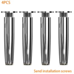 4 Pcs 8-15CM Bright Chrome Adjustable Aluminum Alloy Furniture Legs Cabinet Table And Chair Sofa Leg With Non-Slip Rubber Base