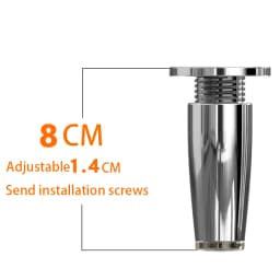 4 Pcs 8-15CM Bright Chrome Adjustable Aluminum Alloy Furniture Legs Cabinet Table And Chair Sofa Leg With Non-Slip Rubber Base