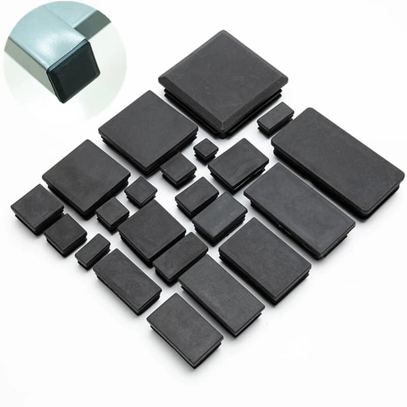 2/4/10pcs Square Plastic Black Blanking End Cap Tube Pipe Insert Plug Bung 10x10~100x100mm living room furniture bed frame