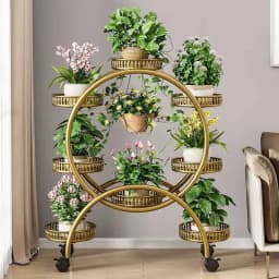 Floor Standing Mobile Plant Rack with Wheels Epipremnum Pot Stand Iron Multi-Layer Balcony Flower Shelf Storage Organizer