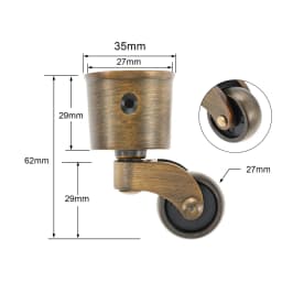 4pcs/set Retro Furniture Casters Antique Brass Swivel Wheels Zinc Alloy Reduce Noise Vintage Matte Brushed Surface 27mm Diameter