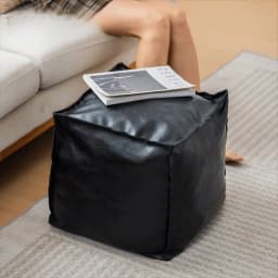 Foot Rest Non-Slip Storage Stool Large Capacity Waterproof Unstuffed Cushion Cover Stackable Thicken Leather Pouf Shoe-changing