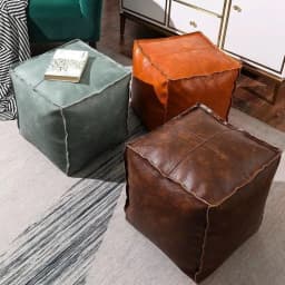 Foot Rest Non-Slip Storage Stool Large Capacity Waterproof Unstuffed Cushion Cover Stackable Thicken Leather Pouf Shoe-changing