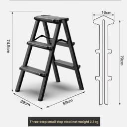 Heavy Duty Aluminum Folding Ladder - 3 Step Telescoping, Dual Sided Household Step Ladder with Tray, Space Saver