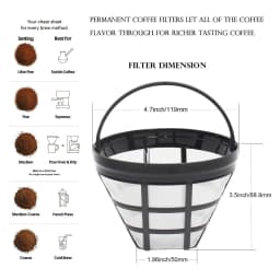 2Pack No.4 Reusable Coffee Maker Basket Filter for Cuisinart Ninja Filters, Fit Most 8-12 Cup Basket Drip Coffee Machine