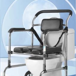 Foldable Toilet Chair with Arms - Heavy Duty Commode for Elderly/Disabled, Non-Slip Bidet Seat, Home Medical Mobility Aid