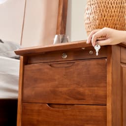 [Key lock] T01 upgrade double hidden compartment pure solid wood design large capacity storage bedside safe integrated