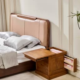 [Key lock] T01 upgrade double hidden compartment pure solid wood design large capacity storage bedside safe integrated