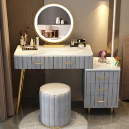 Women Pink Dressing Table Makeup Chair Modern Bedside Cosmetics Dressing Table Bedroom Cabinet Vestidores Postmodern Furniture