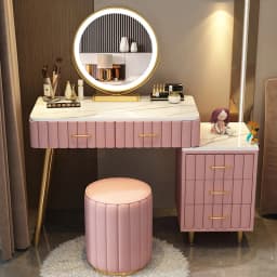 Women Pink Dressing Table Makeup Chair Modern Bedside Cosmetics Dressing Table Bedroom Cabinet Vestidores Postmodern Furniture