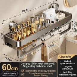 Suction Cup Bathroom Organizer Wall Mounted Toilet Wash Basin Shower Gel Storage Rack No Drilling Required Bathroom Shelf