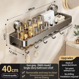 Suction Cup Bathroom Organizer Wall Mounted Toilet Wash Basin Shower Gel Storage Rack No Drilling Required Bathroom Shelf