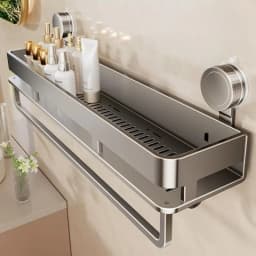 Suction Cup Bathroom Organizer Wall Mounted Toilet Wash Basin Shower Gel Storage Rack No Drilling Required Bathroom Shelf