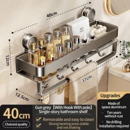 Suction Cup Bathroom Organizer Wall Mounted Toilet Wash Basin Shower Gel Storage Rack No Drilling Required Bathroom Shelf