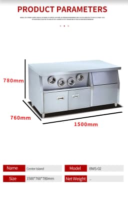 Factory Price Modern Stainless Steel Kitchen Storage Restaurant Island Kitchen Setup Kitchen Cabinets Island Table for Sale