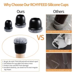 16PCS Silicone Chair Leg Floor Protectors with Wrapped Felt Sofa Table Feet Pads Non Slip Reduce Noise for Hardwood Floors