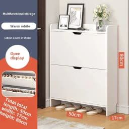 2-Tier Wooden Shoe Organizer Cabinet with Flip Drawers Narrow Shoe Storage Cabinet Space Saving Slimming Shoe Rack for Hallway