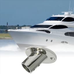 BAAU 2X Marine Stainless Steel 60 Degree 22mm 7/8 Inch Tube Round Base Hand Rail Railing Fitting Yachts Accessories