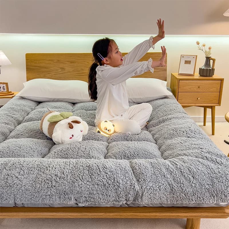 Winter Padded Lambswool Mattress Plus Velvet Dormitory Home Soft Pad Single and Double Warm Pad Quilt.