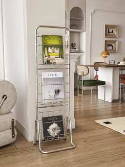 MOMO-Floor to Ceiling Iron Bookshelf, Antique Display Rack, Removable Storage Shelves, Small, Household, Magazine