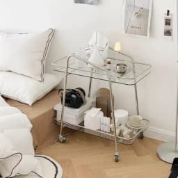 Medieval Style Sofa Side Table Creative Dining Cart Coffee Table Living Room Organizer Red Bedside Shelf for Decorative Home