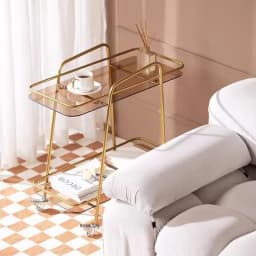 Medieval Style Sofa Side Table Creative Dining Cart Coffee Table Living Room Organizer Red Bedside Shelf for Decorative Home